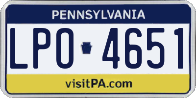 PA license plate LPO4651