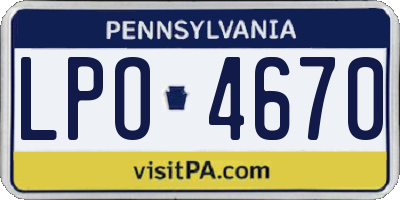 PA license plate LPO4670