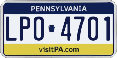PA license plate LPO4701