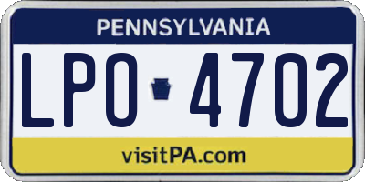 PA license plate LPO4702
