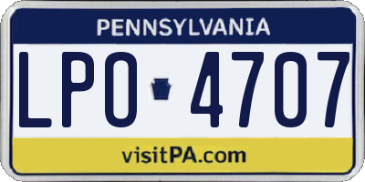 PA license plate LPO4707