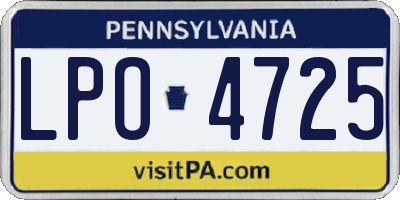 PA license plate LPO4725