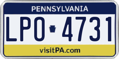 PA license plate LPO4731