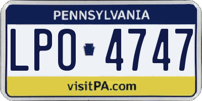PA license plate LPO4747