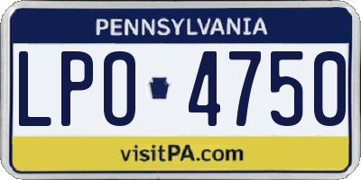 PA license plate LPO4750