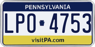 PA license plate LPO4753