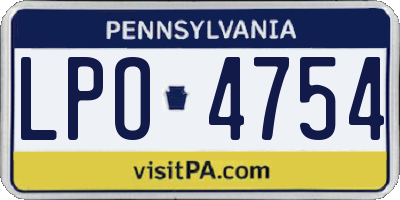 PA license plate LPO4754
