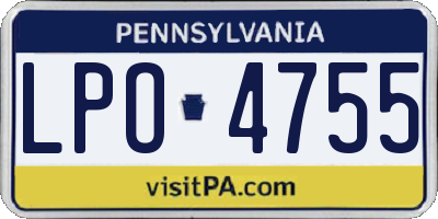 PA license plate LPO4755