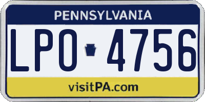 PA license plate LPO4756