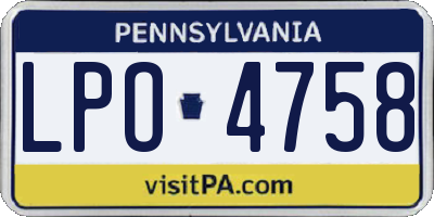 PA license plate LPO4758