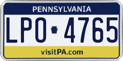 PA license plate LPO4765