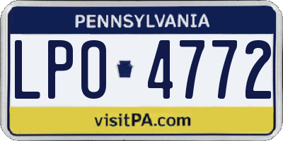 PA license plate LPO4772