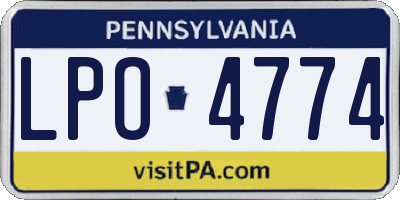 PA license plate LPO4774