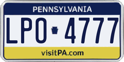 PA license plate LPO4777
