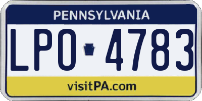 PA license plate LPO4783