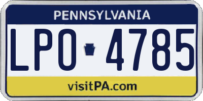PA license plate LPO4785