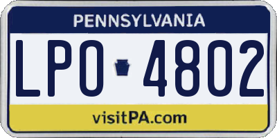 PA license plate LPO4802