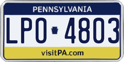 PA license plate LPO4803