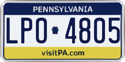PA license plate LPO4805