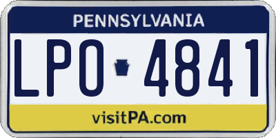 PA license plate LPO4841