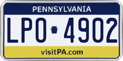 PA license plate LPO4902