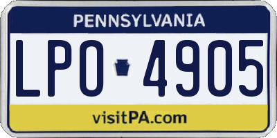 PA license plate LPO4905