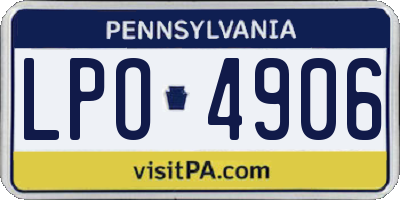 PA license plate LPO4906