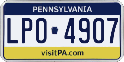 PA license plate LPO4907
