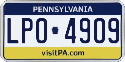 PA license plate LPO4909