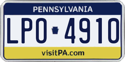 PA license plate LPO4910