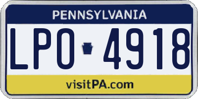 PA license plate LPO4918
