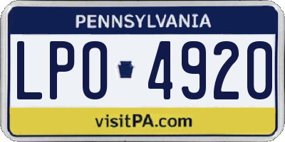 PA license plate LPO4920