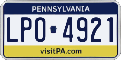 PA license plate LPO4921