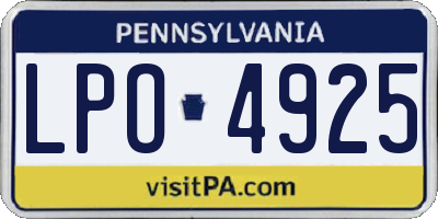 PA license plate LPO4925