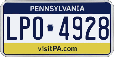 PA license plate LPO4928