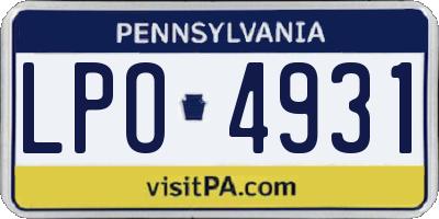 PA license plate LPO4931