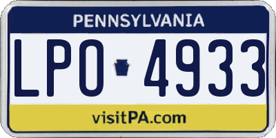PA license plate LPO4933