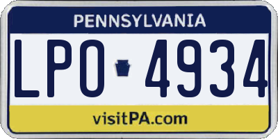 PA license plate LPO4934