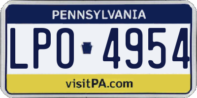 PA license plate LPO4954