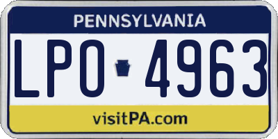 PA license plate LPO4963