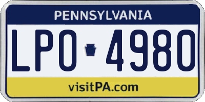 PA license plate LPO4980