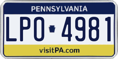 PA license plate LPO4981