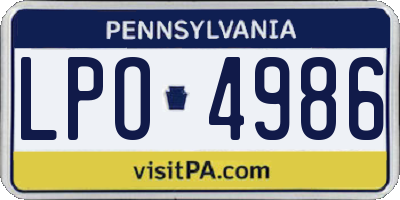PA license plate LPO4986
