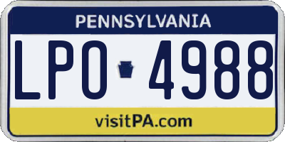 PA license plate LPO4988