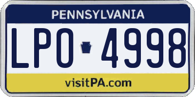 PA license plate LPO4998