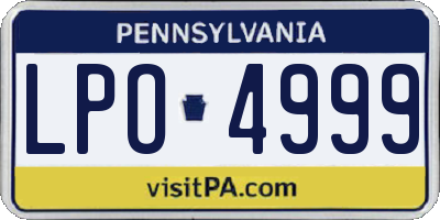 PA license plate LPO4999