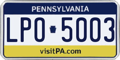 PA license plate LPO5003