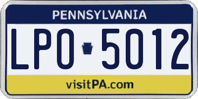 PA license plate LPO5012