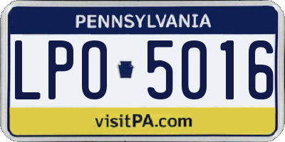 PA license plate LPO5016