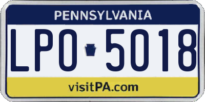 PA license plate LPO5018